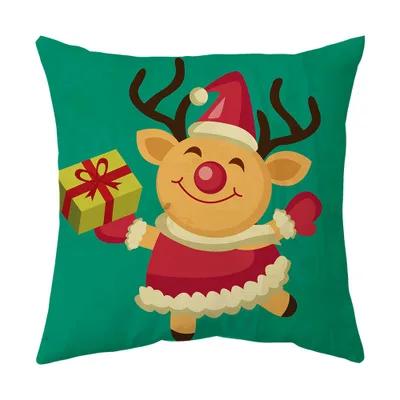 Merry Christmas Cushion Cover 45*45 Cartoons Pillowcase Cotton Linen Sofa Cushions Pillow Cases Pillow Covers