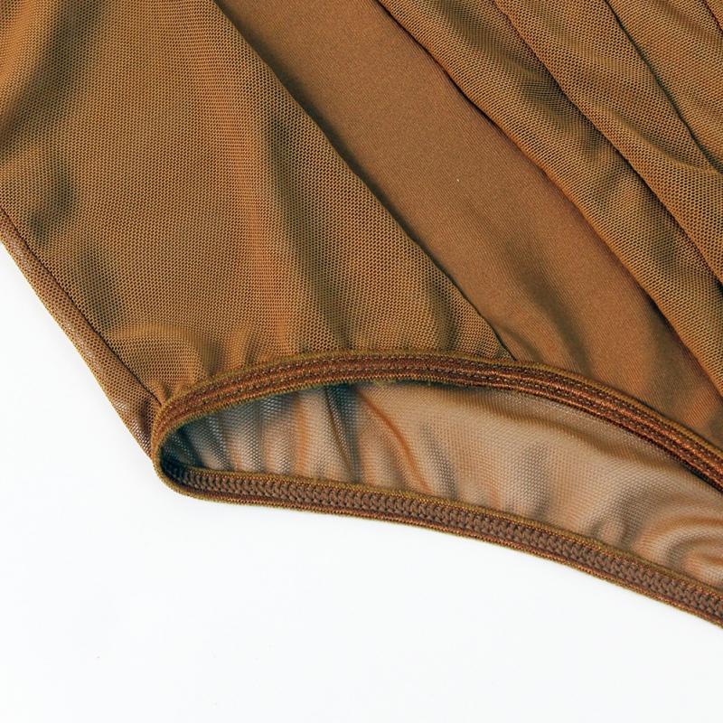 Dámská přiléhavá jednodílná kombinéza tvarující tělo Spodní prádlo síťovina Patchwork Transparentní korzet Bustiers