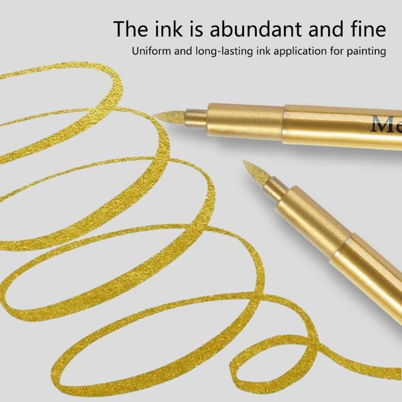 3Pcs Metallic Paint Marker Pen Water Resistant Paint Pen For Art Illustrations Card Making Scrapbooking Drawing
