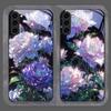 Stylish White Peony Flower Pattern Tempered Glass Phone Case for Samsung Galaxy S25 Ultra S24 S23 Plus S22+ S21 S20 FE 5G Cover