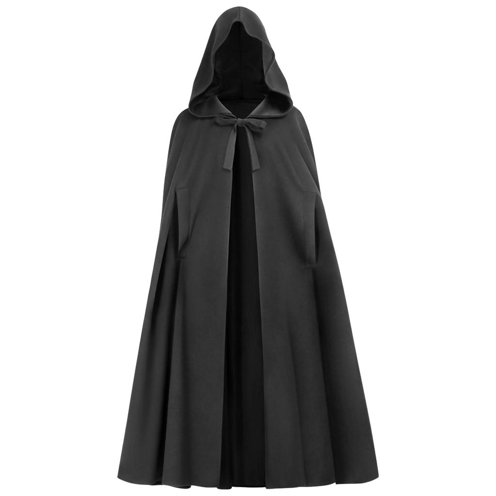Medieval Vintage Cloak Hooded Gothic Knight Wool Blend Cape Capelet for Halloween Costume Renaissance Style Cloak