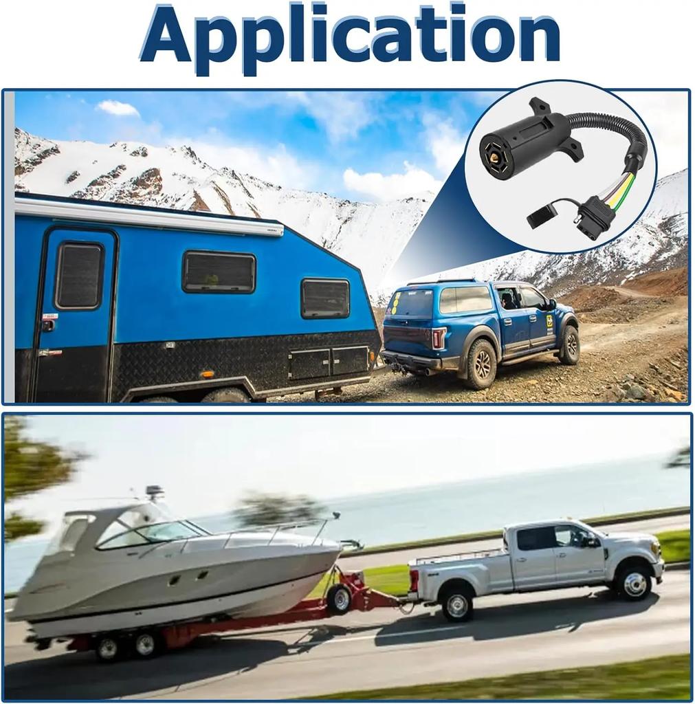 7-poliger auf 4-poliger Anhängerstecker-Adapter - Einzelfunktions-RV-LKW-Anhängerlicht-Konverter (7-poliger Flachstecker auf 4-poligen Flachstecker)