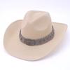 Popular summer ethnic style sunscreen hat bucket hat hard word top western cowboy straw hat