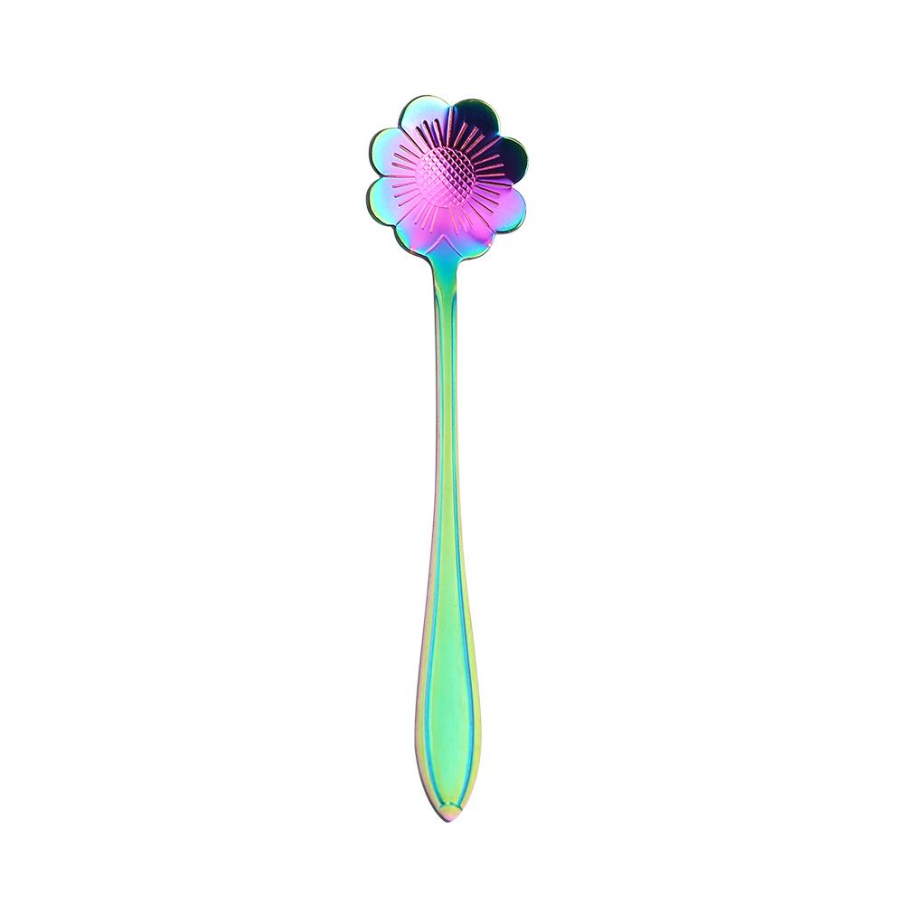 Gold Plated Christmas Flower Mixing Spoon - Japanese Stainless Steel Coffee Stirrer with Custom Logo Option.