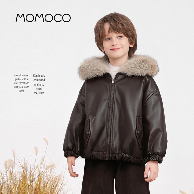 MOMOCO Girls Faux Leather Hooded Winter Jacket 120