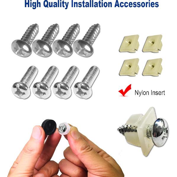 BGGTMO Carbon Fiber License Plate Frames- 2 Pack Black Aluminum Printed Carbon Patterns Car Tag Cover For Front & Rear, 4 Hole Heavy Duty Universal