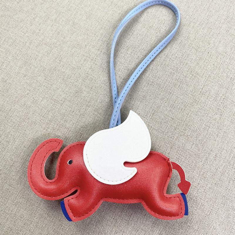 Trendy Designer Pu Leather Wings Flying Elephant Hanger Keychain Pendant Decoration For Ladies Bag Charm Accessories Ornament Gifts