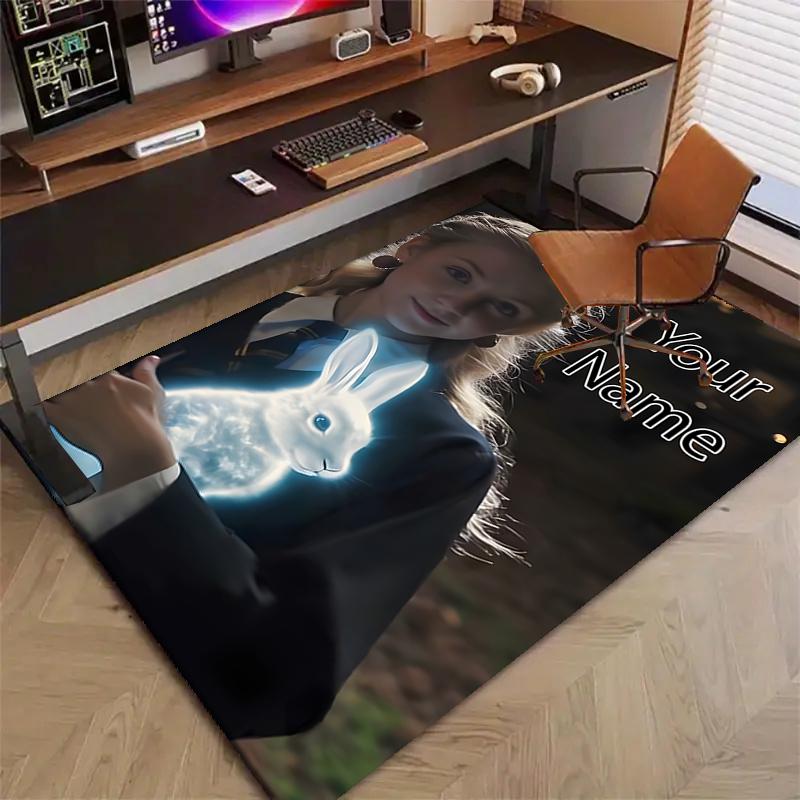 Hogwarts Design Area Rug Personalized Name- Non-Slip, Soft & Cozy Floor Mat for Living Room, Office - Indoor/Outdoor Carpet