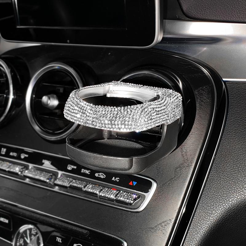 Rhinestone Car Cup Holder Universal Crystal Diamond Beverage Mount Stand Auto Outlet Air Vent Cup Holder Rack Car