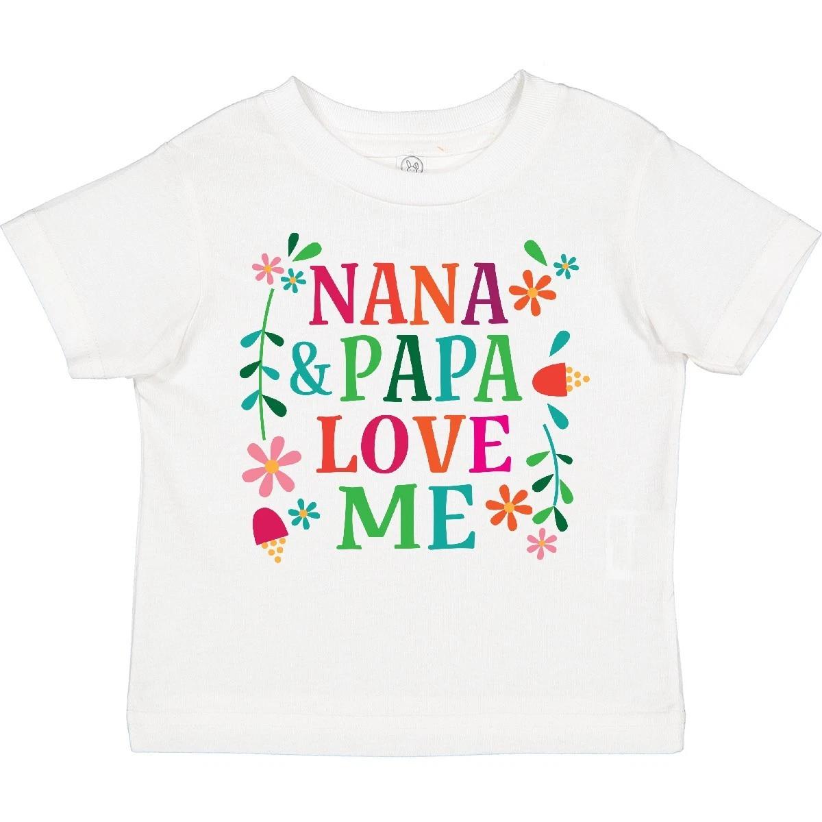 Inktastic Nana And Papa Love Me Toddler T-Shirt Childs Floral Clothing Apparel 150