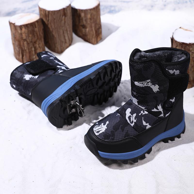 Winter Children's Fashionable Velvet Warm Casual High Top Cotton Shoes Ice Claw Snow Boots Mountain Climbing Cotton Boots 31-40