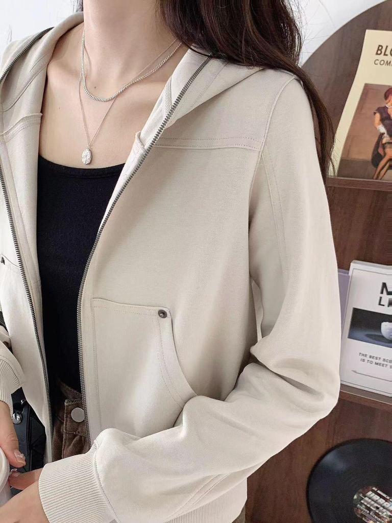Trendy Women's Hooded Sports Cardigan: New Motorcycle-Style Casual Top for Autumn/Winter