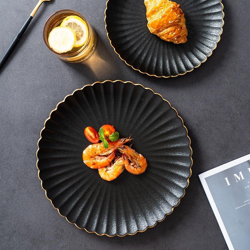 Japanese Frosted Chrysanthemum Plate Phnom Penh Hotel Ceramic Plate Creative Steak Plate Restaurant Table Ceramic Tableware