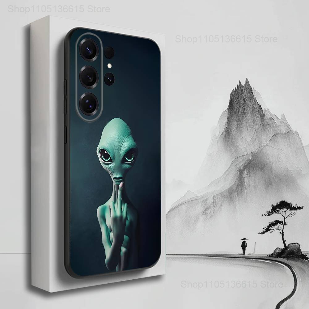 Singular Space UFO Alien For Samsung S9,S10,S20,S10,S21,S25,S24,S23,Ultra,FE,Plus,Lite,Soft Silicone Black Case