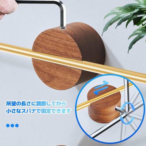 Ziyue Bathroom Towel Bar with Sliding Pole, Space-Saving, Stylish Towel Rack, Natural Wood, Aluminum Alloy (Gold-40cm)
