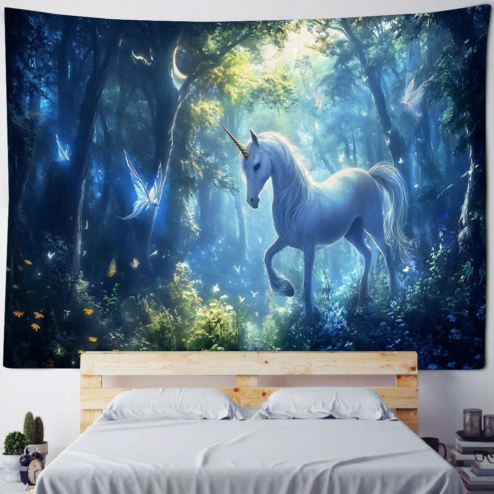 Dreamy Unicorn Tapestry Wall Hanging Hippie Home Bedroom Party Background Poster Cartoon Horse Dormitory Hanging Cloth Blanket