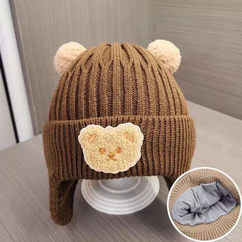 

Cute Wool Ear Protection Hats for Boys & Girls: Warm, Thickened, Windproof Winter & Autumn Knits One Size коричневый