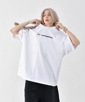 REEMNIK Buchstabendruck Oversized Rundhals Kurzarm T-Shirt [2 Farben]