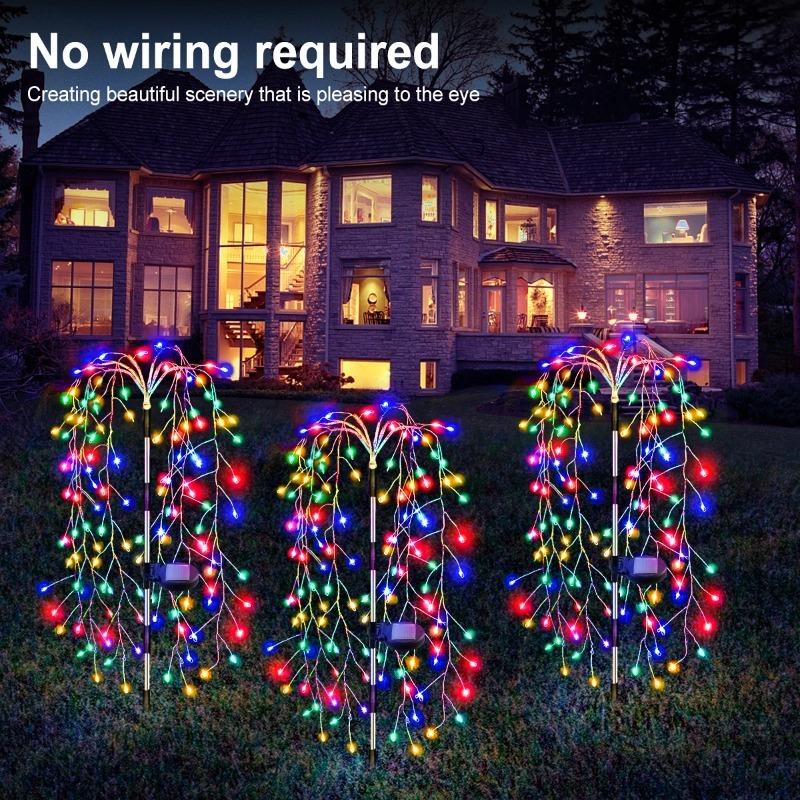 1500LM Solar Lawn Light Fireworks Light Firecracker Light Outdoor For Courtyard Garden Path Walkway Terrace Flower Bed Party Decoration