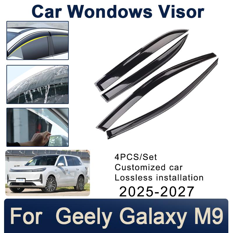 Black Window Visors For Geely Galaxy M9 Starship P117 2025 2026 2027 Waterproof Trim Wind Sun Rain Visors Shade Car Accessories