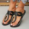 Summer Women Flat Slippers Metal Buckle Flat Flip Flops Beach Shoes Outdoor Casual Slippers Female Fashion Sandals Slides Women