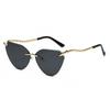 Snake Leg Rimless Trimmed Cat Eye Sunglasses Personalized Sunglasses Spice Girl Sunscreen Women'S Large Frame Sunglasses