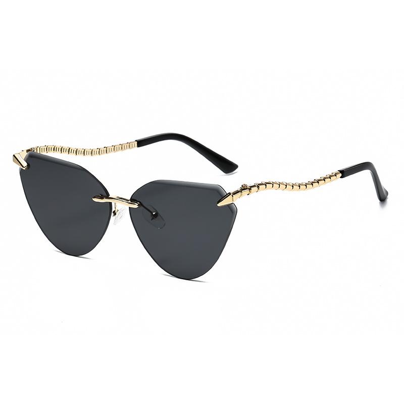 New Cat Eye Frameless Sunglasses Women s Luxury Brand Metal Frameless Sunglasses Retro Spicy Sunglasses Vacation UV400