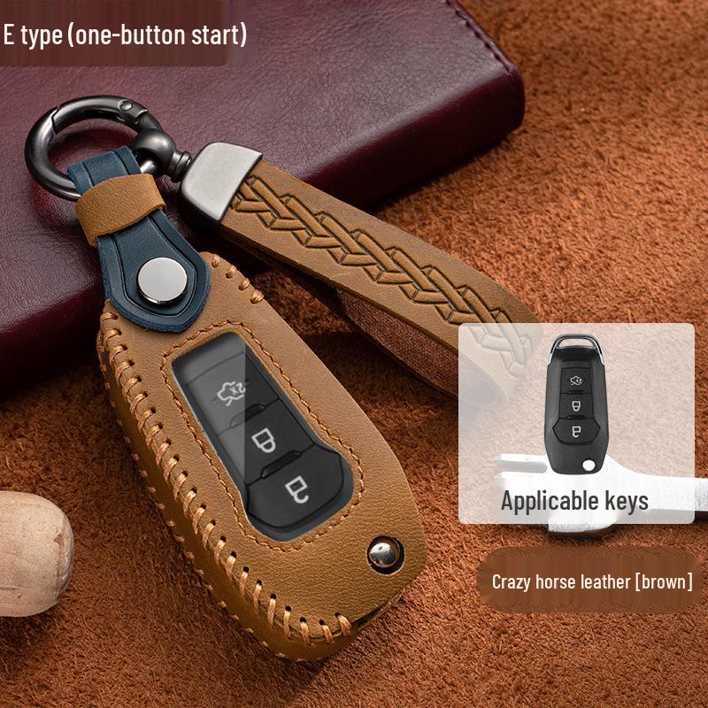 Ford Key Case for Focus, Mondeo, Kuga, Ecosport, Edge, Taurus - Genuine Leather with Buckle