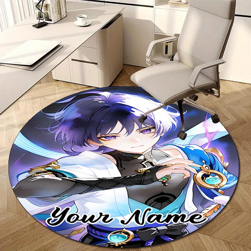 Personalized Genshin Impact Round Chair Office Rug - Perfect for Mat, Office Chair & More - Ideal Gift for Birthdays and Holidays