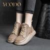 Natural Leather Ankle Boots Women Fashion Casual Flat Girls Student Shoes