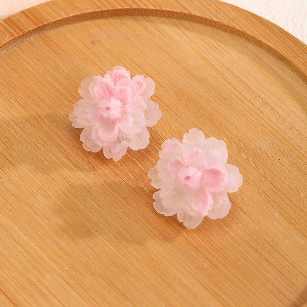 3D Pink White Flower Earrings for Women Imitation Pearl Acrylic Blooming Gardenia Stud Earrings Cute Jewelry Yellow Purple