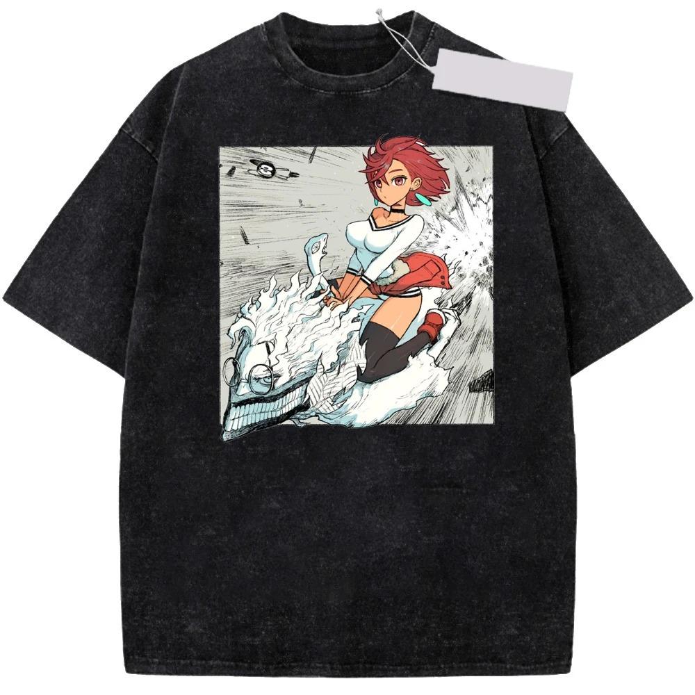 Japan Funny Anime Dandadan Okarun Ken Takakura Grarphic Print Tshirt Men Women Cotton Summer Retro Washed Casual Oversized Tops