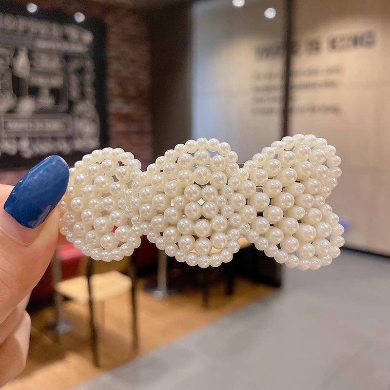 

Корейская шпилька для волос со стразами и жемчугом для женщин: Элегантная боковая заколка для челки 3# Three-core clamp