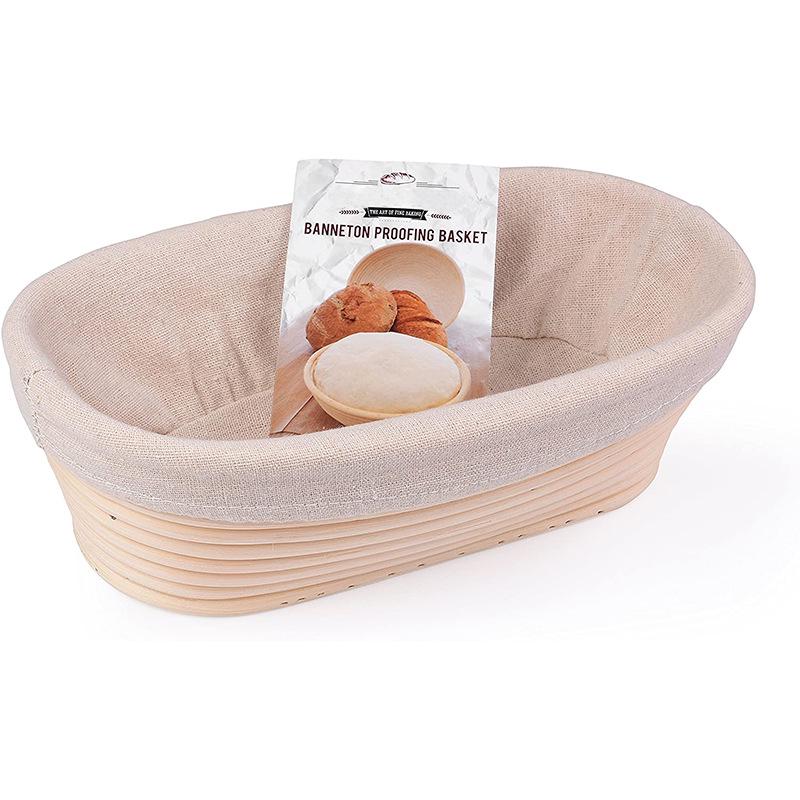 Fermentation Basket Set: Rattan Bread Basket, Scraper, Mixer & Oval Baking Tool. European Style for Artisan Bread.