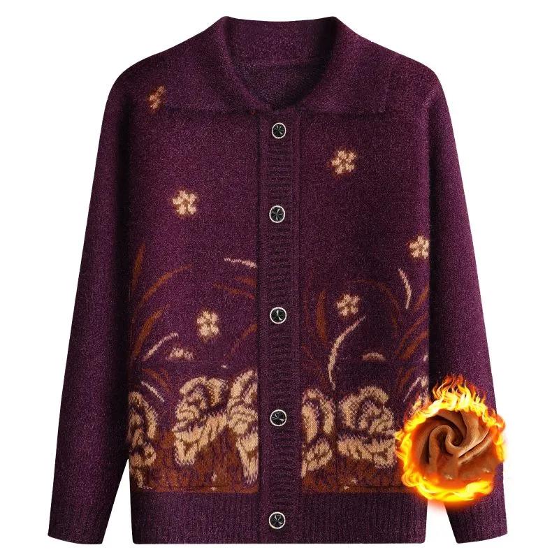 

Женские весенне-осенние вязаные кардиганы, свитера, пальто для мамы среднего возраста, трикотажные топы с длинным рукавом, одежда для бабушки 60-70 лет 4XL