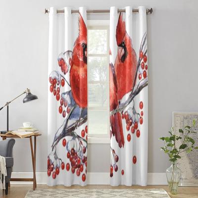 Rideaux de Noël Cardinal pour Fenêtre pour Salon Chambre Luxe Moderne Rideaux de Cuisine Tissus Draps