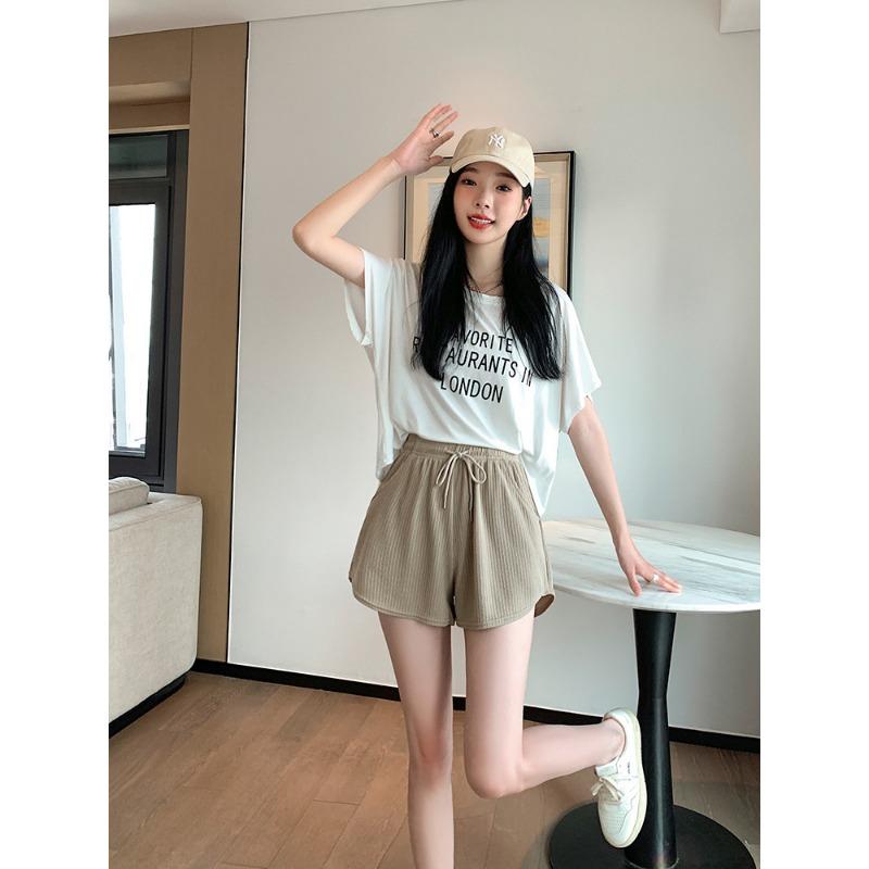 Loose Flesh-shielding Thin Casual Wide-leg Pants Women Thin Wear High-waisted Drawstring Sports Shorts