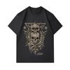 Men's 100% Cotton Crew Neck Short Sleeve T-Shirt, Vintage Spiked Double Skull Crossbones Gothic Pattern Casual Breathable Tee for Daily Wear