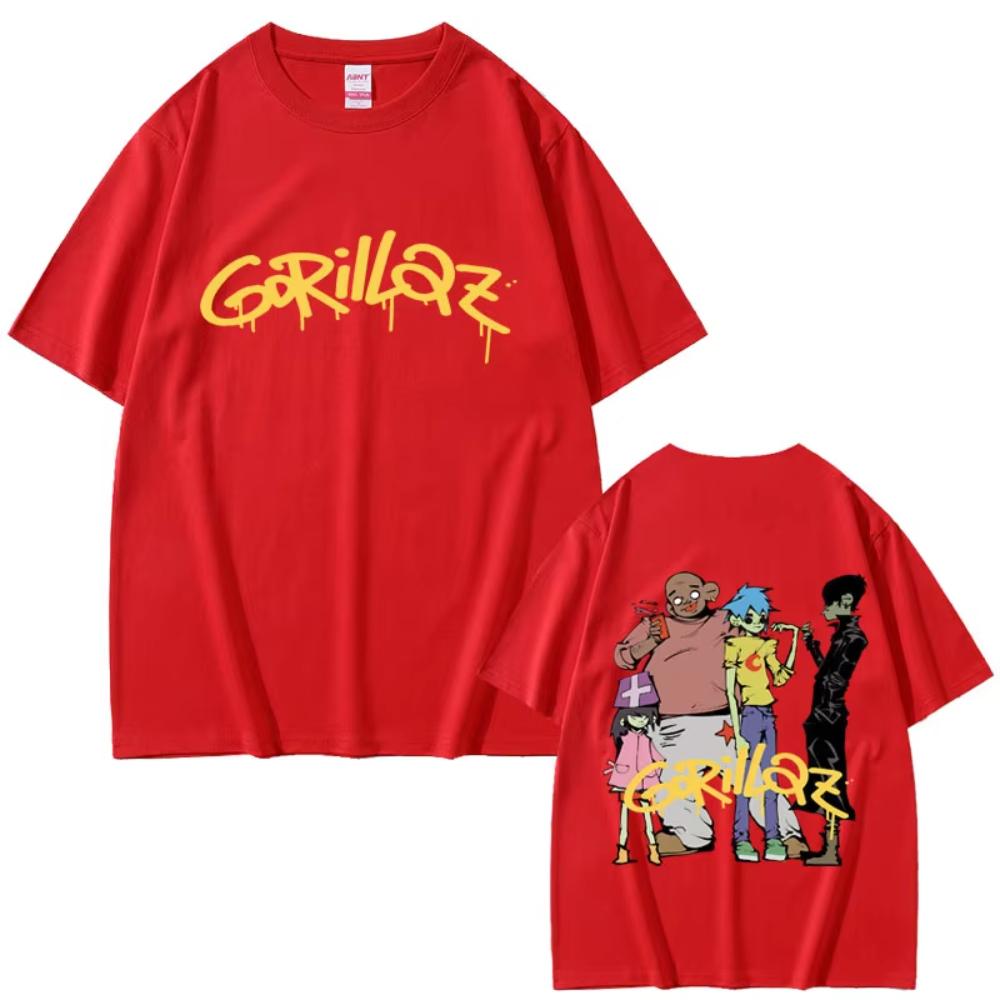 Alternative Rock Band Gorillaz Tshirts Men Women Hip Hop Fashion Vintage T Shirts Summer Male Gothic Oversized Crewneck Tshirts