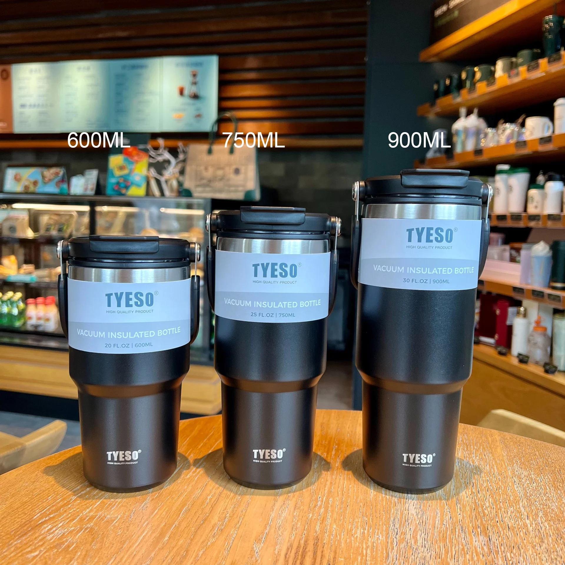 

Tyeso 42oz Summer Keep Cook Cold Thermos Cup Stainless Steel Thermal Mug Insulation Hot Travel Vacuum Flask Car Water Bottle 600ML