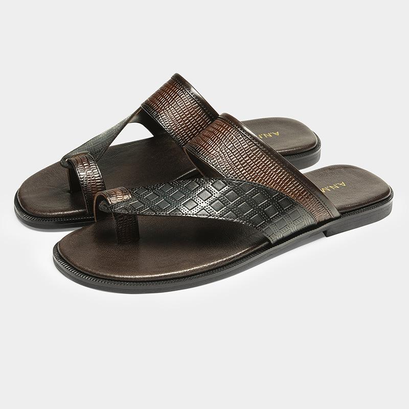 

Мужская летняя пляжная обувь, модные повседневные сандалии, оптовая продажа, нескользящие мужские кожаные тапочки 44