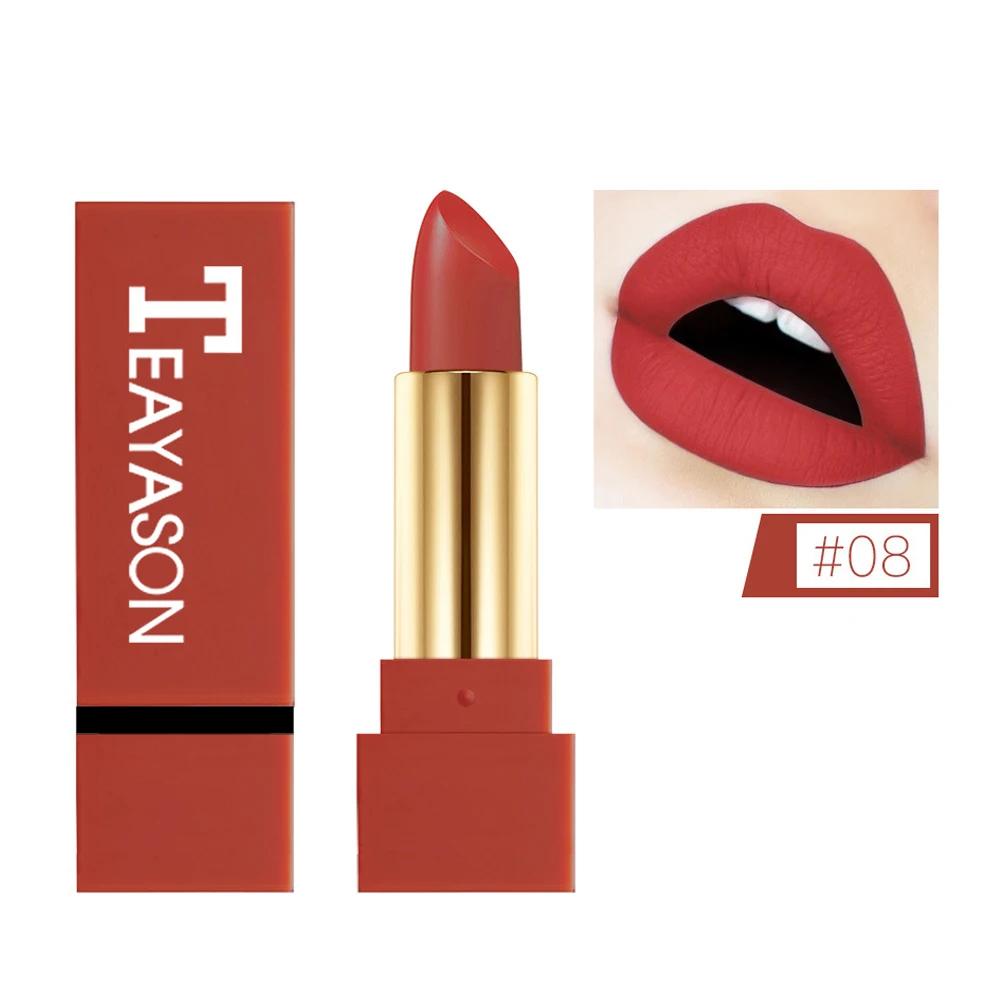 Donkerrode Matte Lippenstift Fluweelzachte Crèmetextuur Zeer Gepigmenteerd Waterdicht & Zweetbestendig Langhoudend Niet-Vlekkerige Make-up Cosmetica