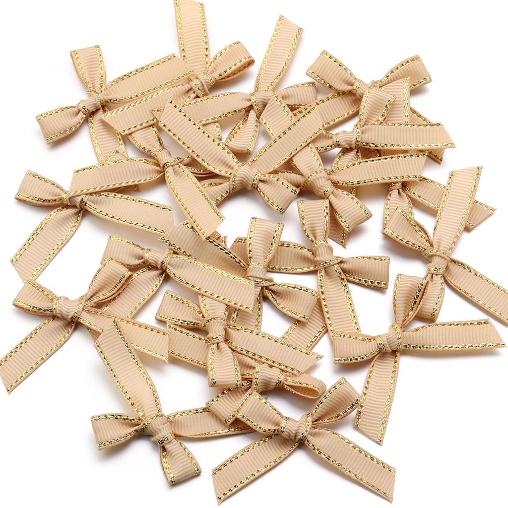 30pcs 4*5cm Polyester Satin Ribbon Bows Colourful Golden-edged Bowknots For Christmas Party DIY Clothing Headwear Gifts Decor