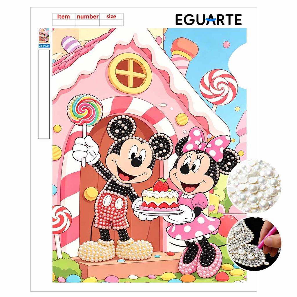 Disney Pearl Art Painting Mickey Minnie Candy House Wall Decor Gemstone Crafts Adult/Beginner Gift Creative Home Decor Unframed
