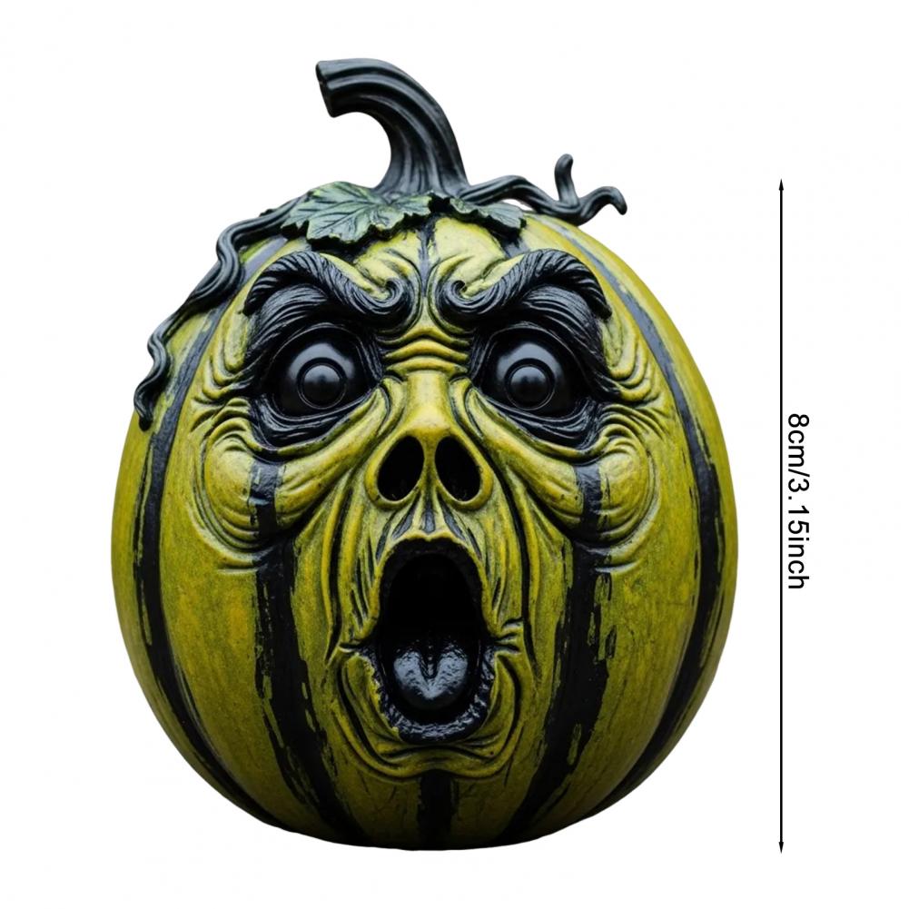 Quirky Pumpkin Decoration Spooky Halloween Pumpkin Figurine Sculpture for Home Office Decor Funny Pumpkin Face for Halloween