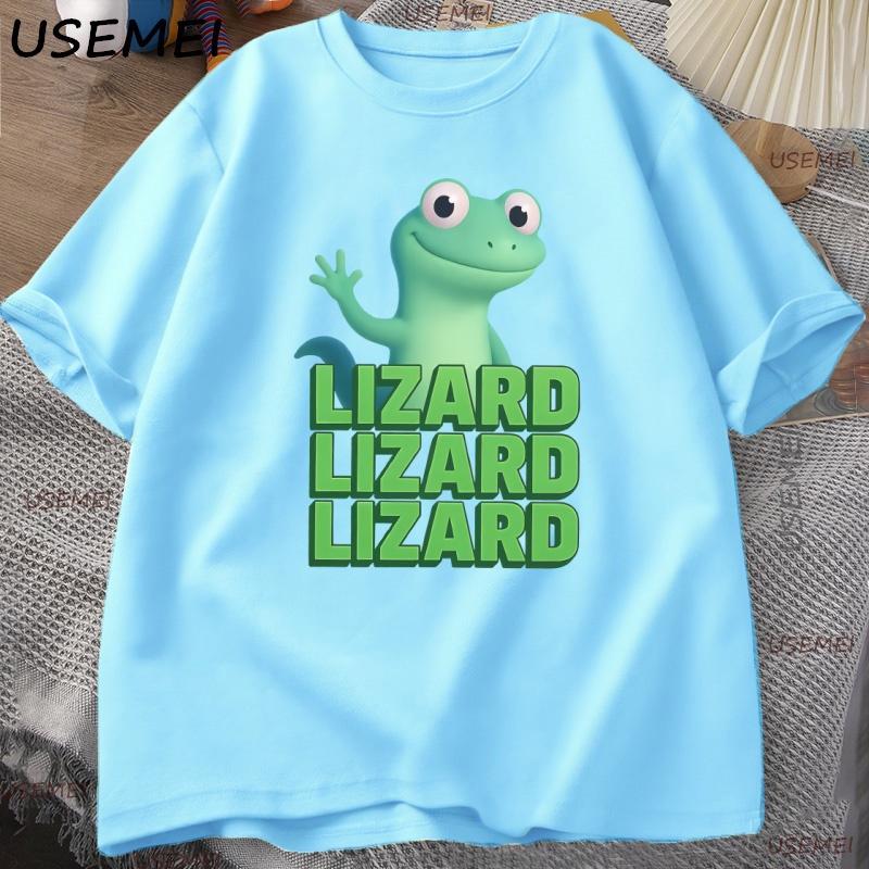 Lizard Lizard Meme TShirt for Unisex Women Funny Weirdcore Y2K Clothes Casual Loose Short Sleeve Cotton T Shirt Round Neck Tops