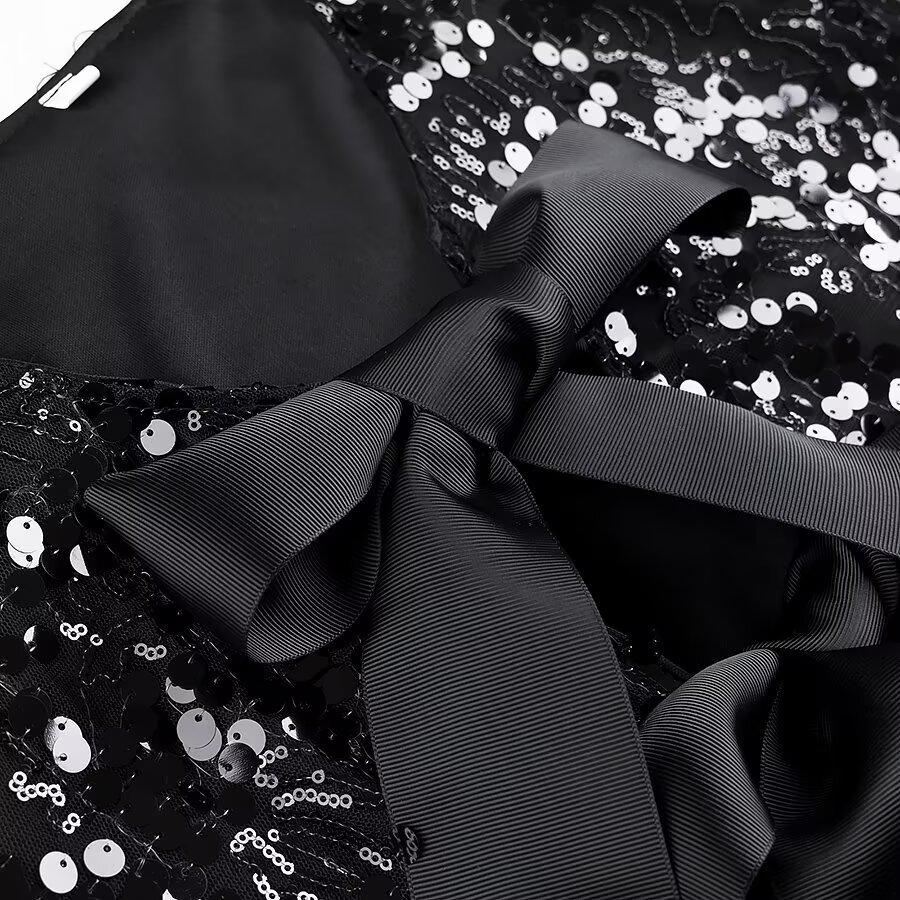 2025 Spring Women's European & American Style Versatile Bow Sequin Top