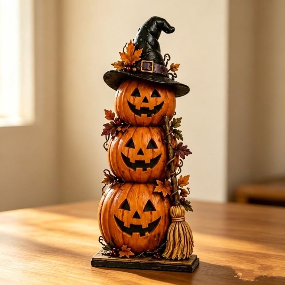 Vintage Halloween Pumpkin Ghost Figurine 2D Flat Halloween Wooden Sign Home Decor