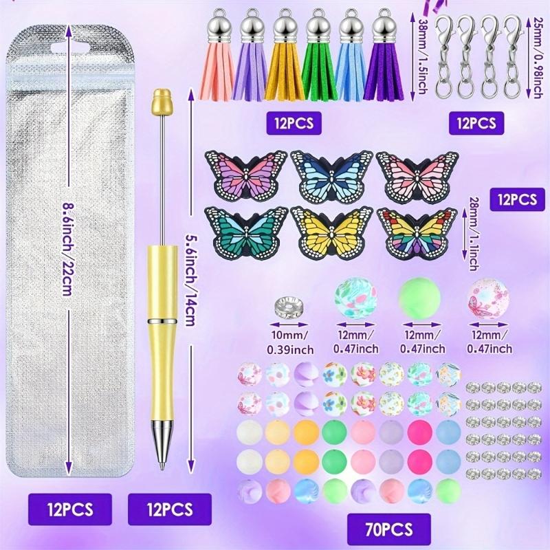 Beadable Ballpoint Pen Bead Rollerball Pen Plastic DIY Inks Pen Beaded Pen Gift