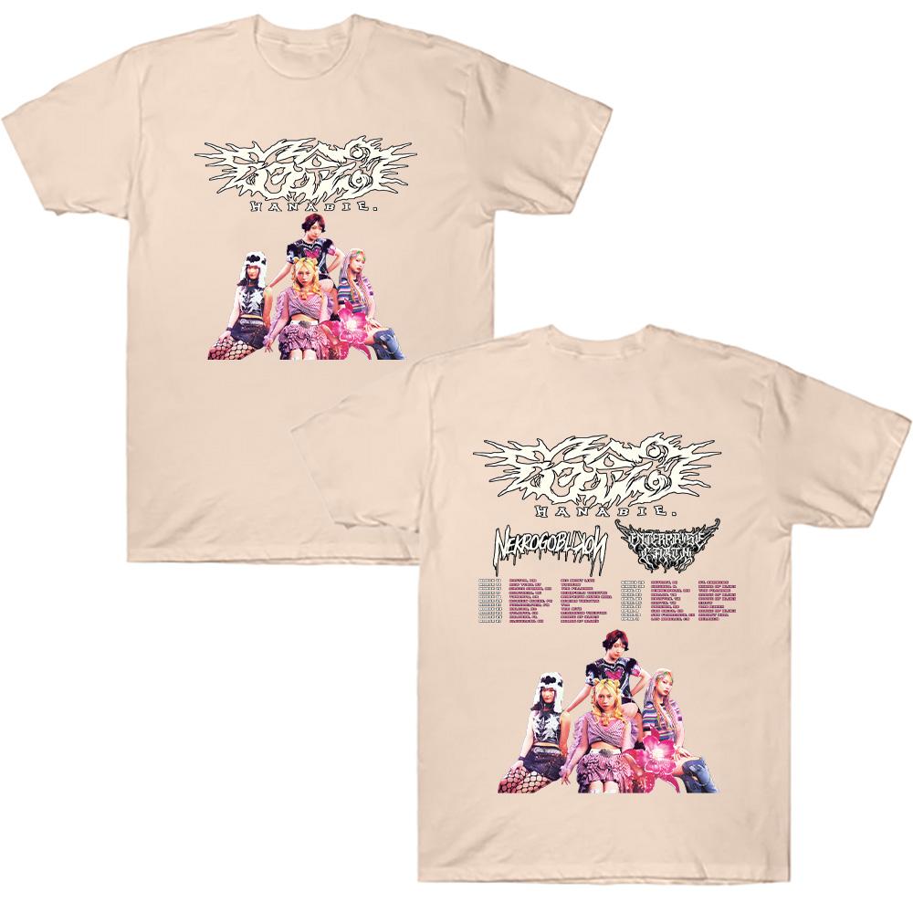 Hanabie. 2026 Tour T-shirt Hanabie. Meisjesgroep Metal Merchandise T-shirt Mannen Vrouwen Retro Cartoon Esthetisch T-shirt Casual Katoenen Top